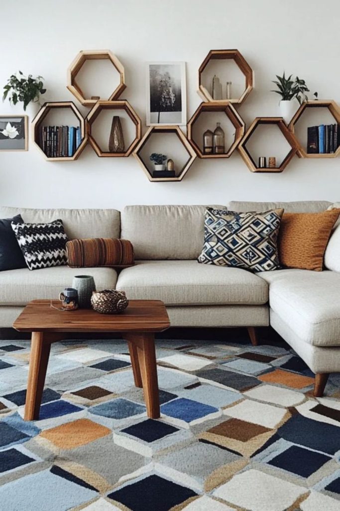 Bold geometric patterned interior design