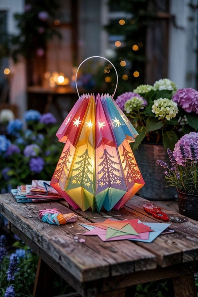 Paper lanterns with suspended photos inside