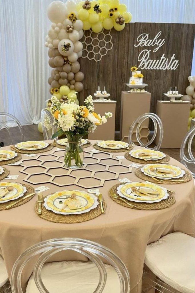 Honeycomb table setting arrangement.