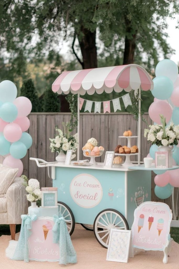 Ice cream pastel sprinkle themed shower.
