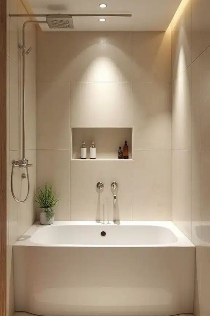 Off White grid tile modern bath