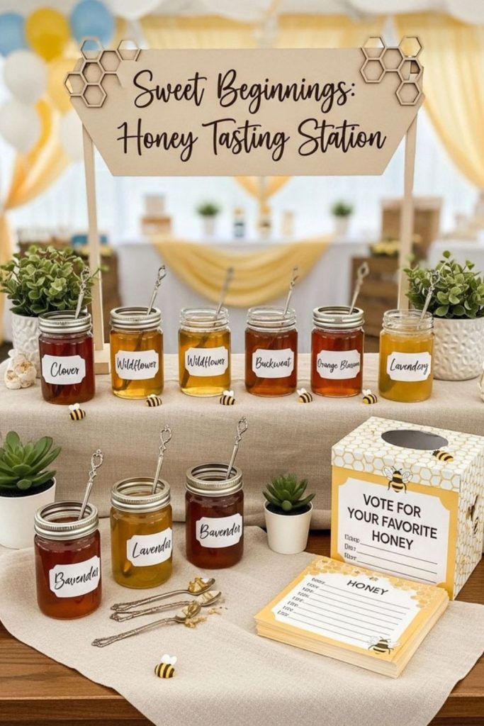 Hunny jar favor bar display.