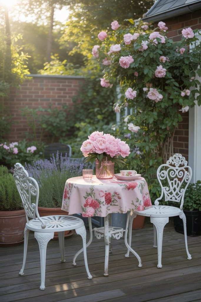 Ornate metal chairs with floral patterns
