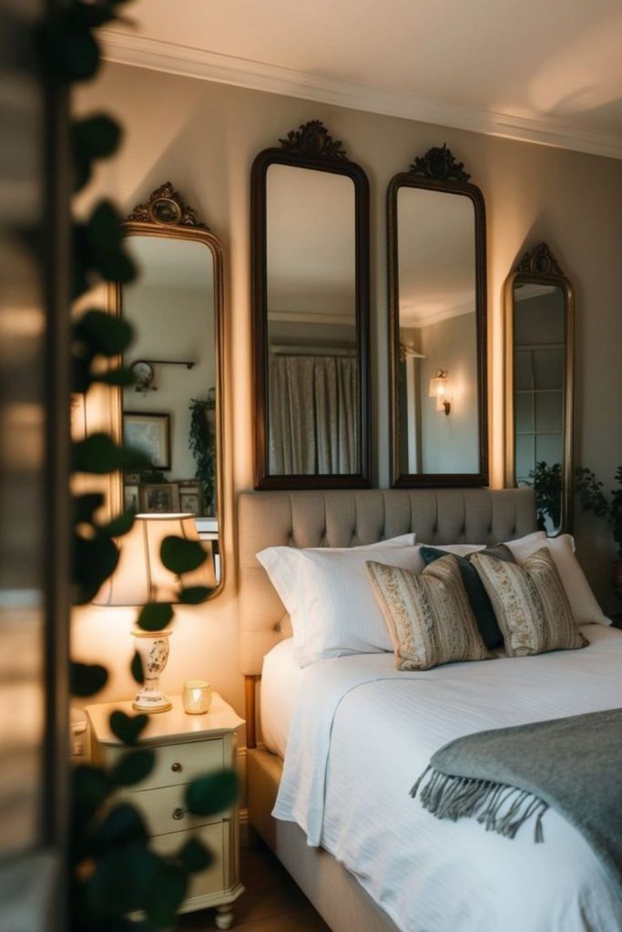 Overlapping mirrors creating depth illusion