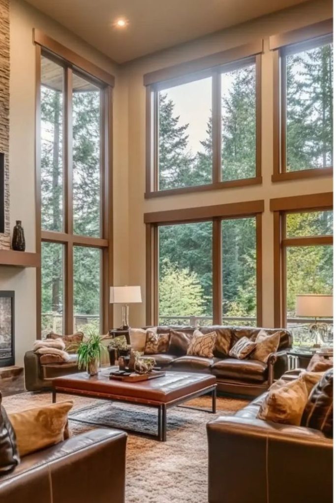 Triangular sofa arrangement balanced interaction space