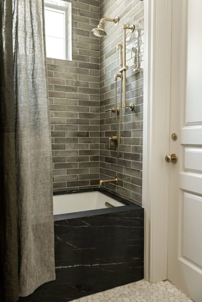 Dark slate modern bath nook