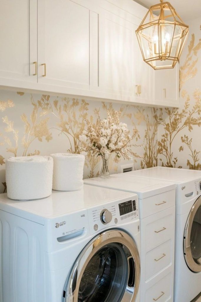 Gold metallic luxury laundry space