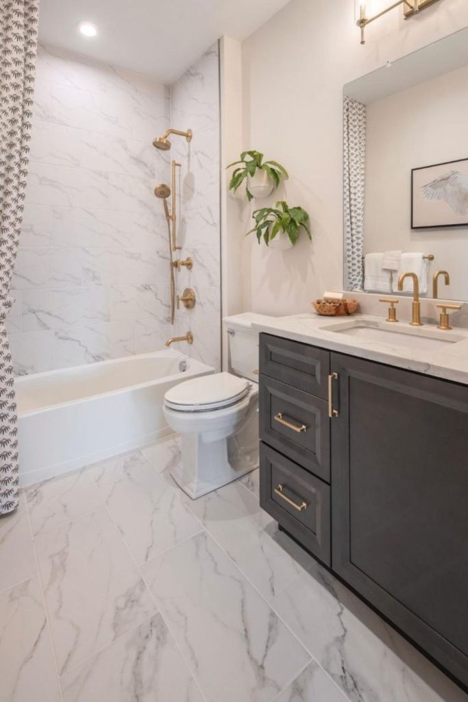 Veined marble floor radiating classic elegance