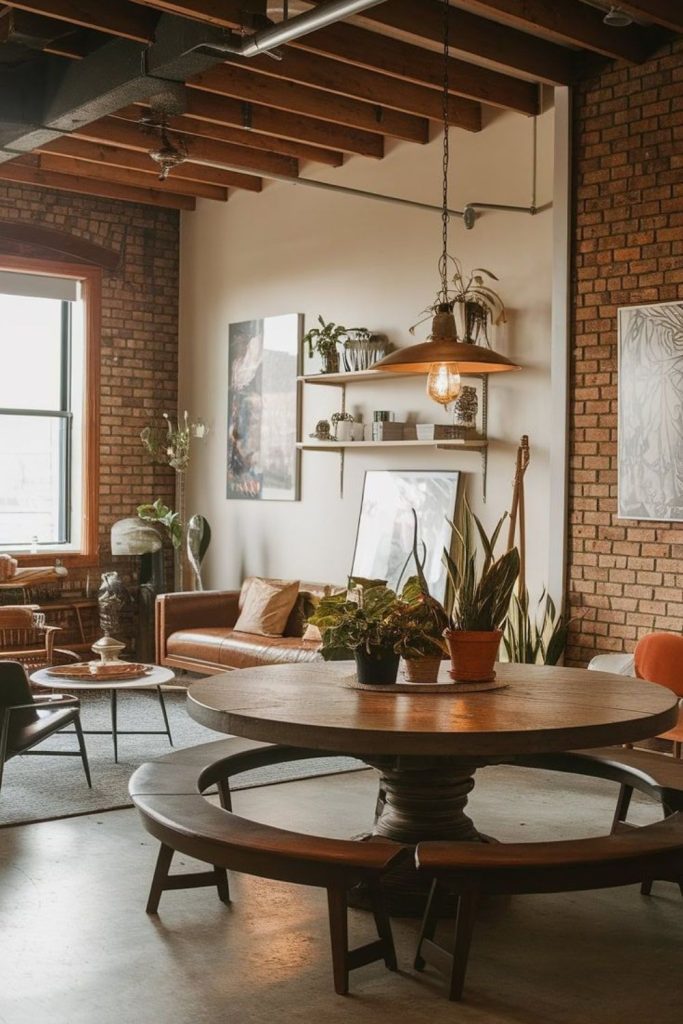 Industrial room with copper accents