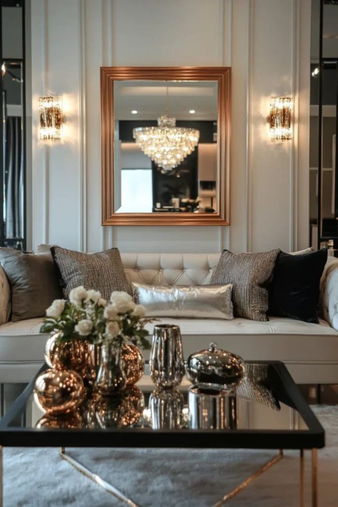 Shimmering metallic modern decorative room