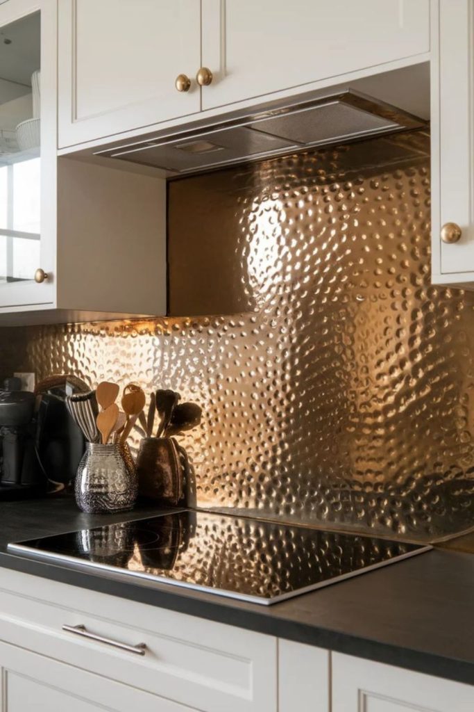 Shiny abstract metal mosaic wall tiles