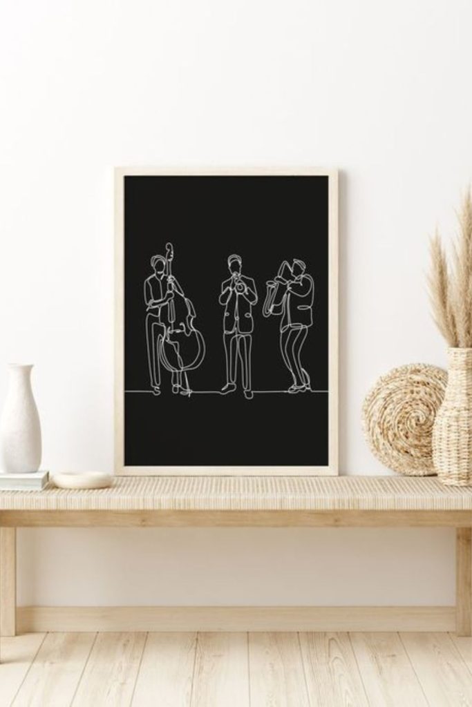 Thin line drawings in subtle arrangement.