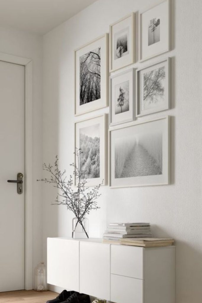 Scandinavian inspired clean minimal frame arrangement.