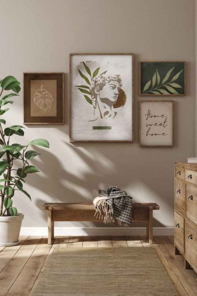 Structured geometric grid with muted tones.