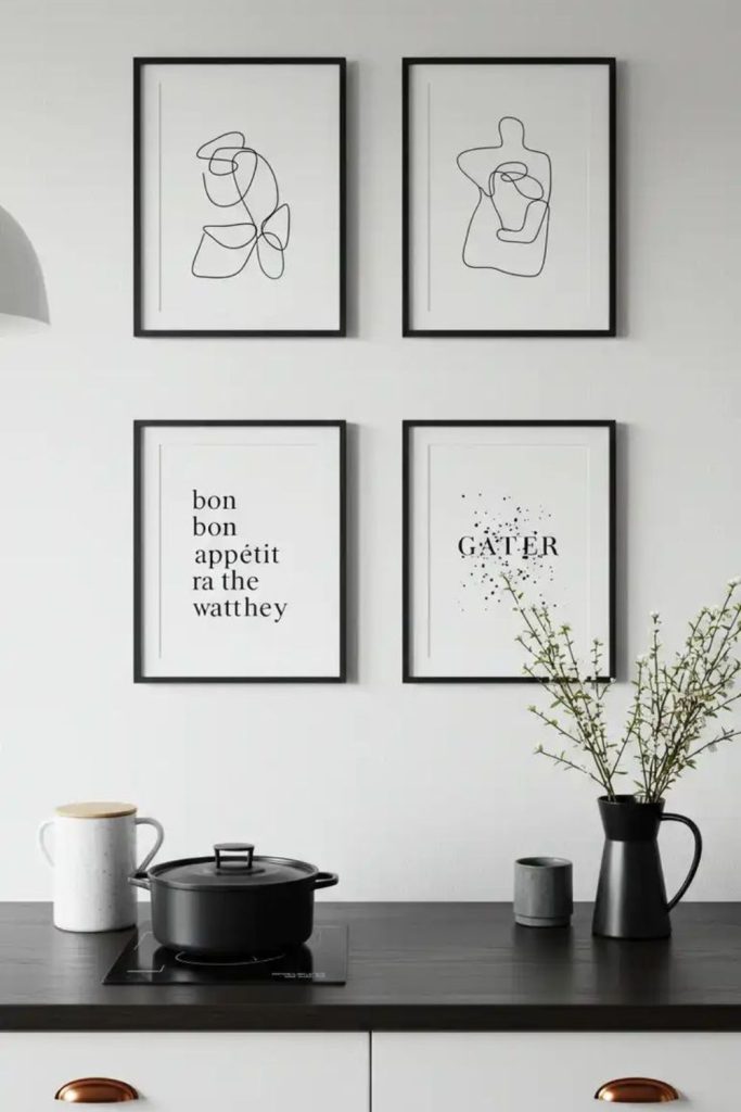 Minimal black line art framed prints