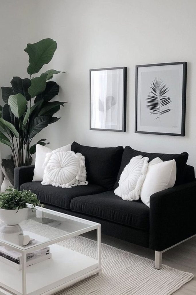 Sleek minimalist black white room