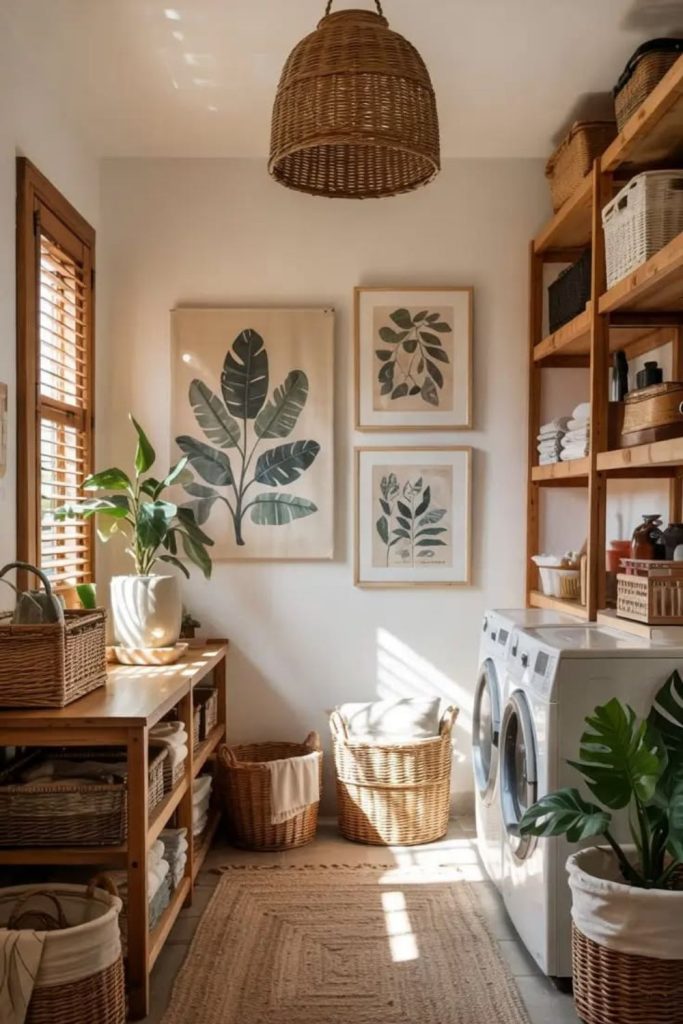Calm minimalist laundry room design