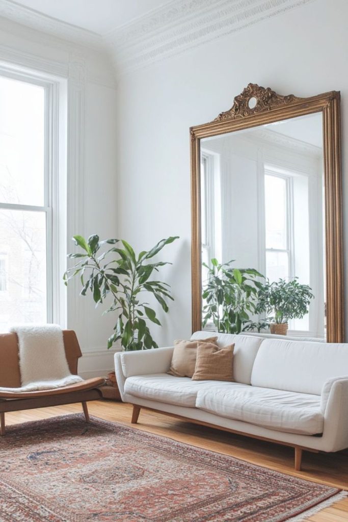 Mirrors reflecting light expanding small spaces.