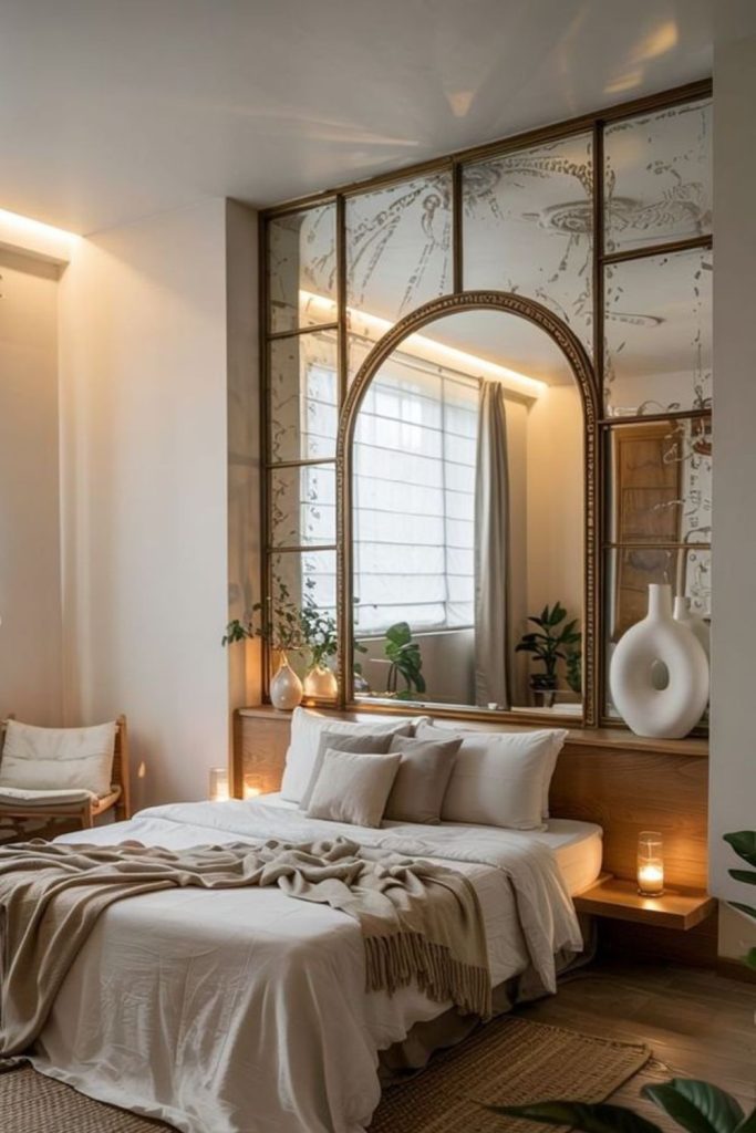 Shattered mirrors reflecting light playfully