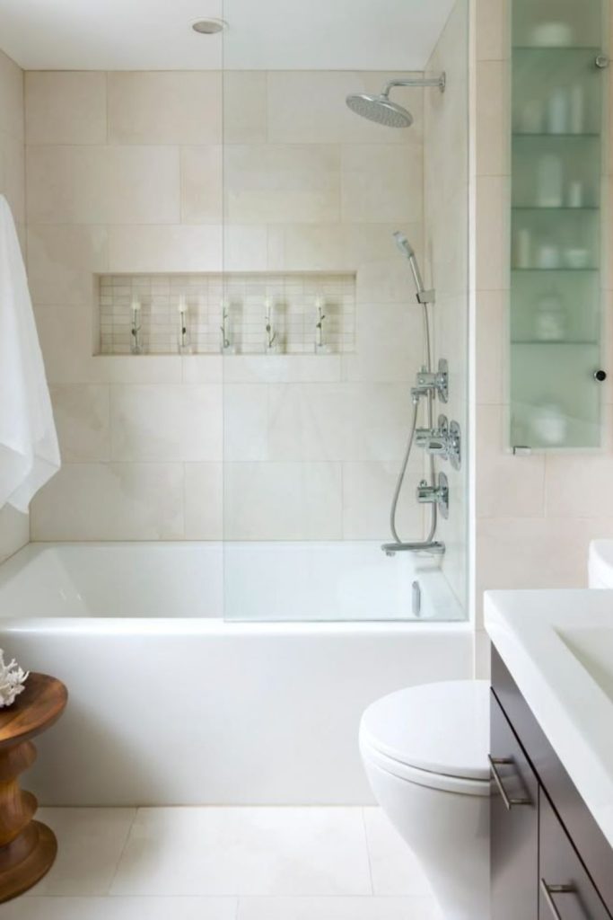 Small frosted glass spa bathroom