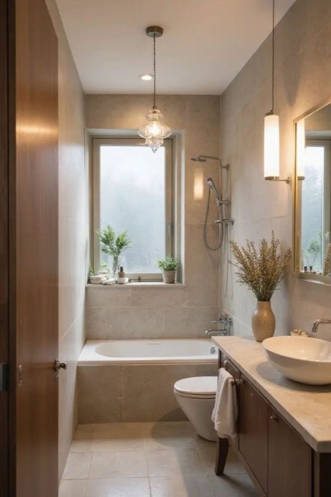 Mocha tone cozy spa bathroom