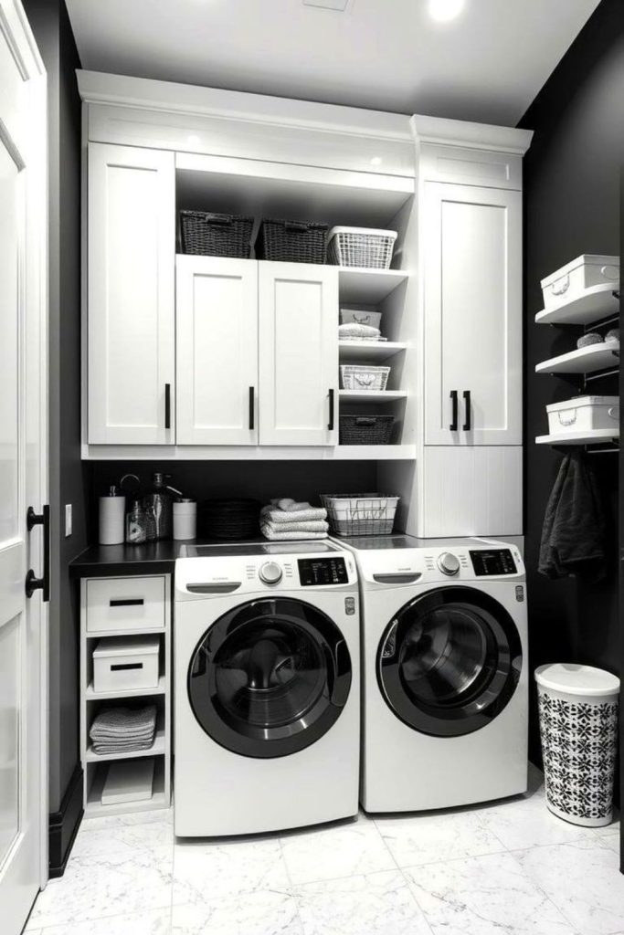 Sleek black white laundry style