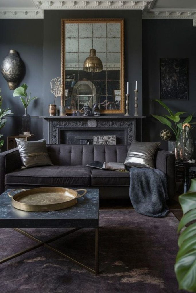 Dark moody room with velvet.