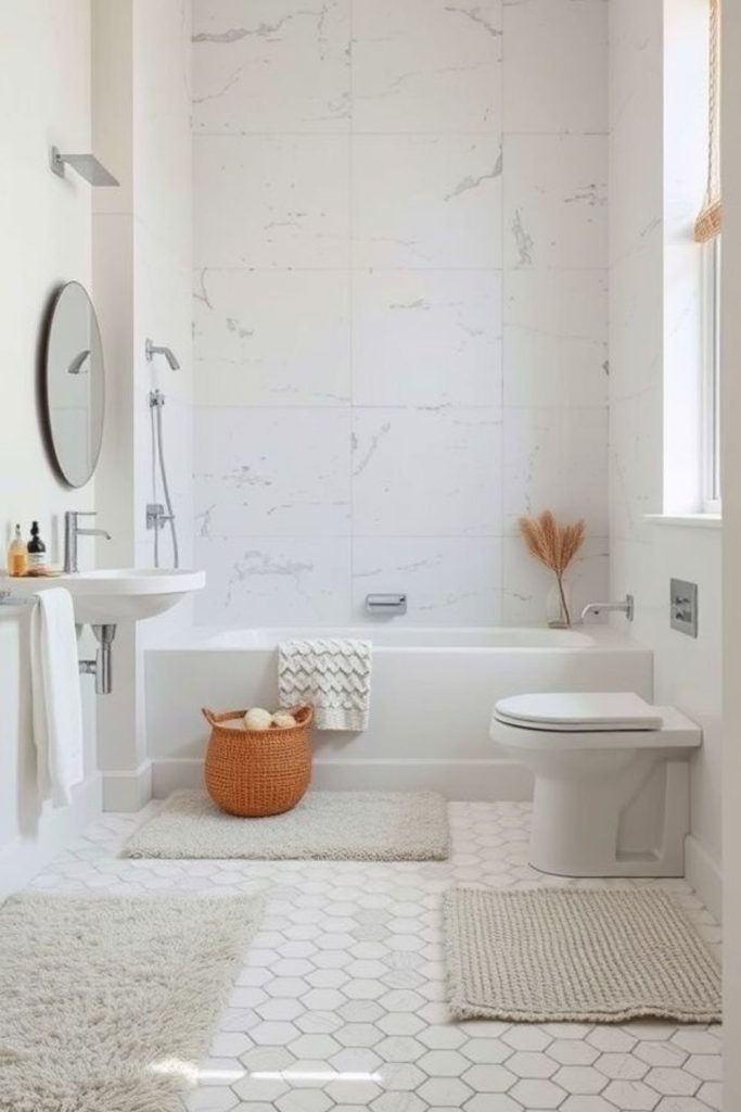 Shimmering moonstone tiles creating ethereal floor