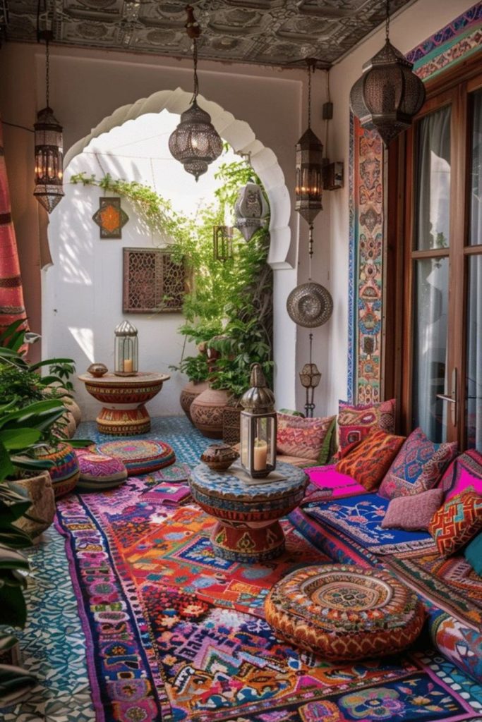Vibrant Moroccan mosaic pattern interior