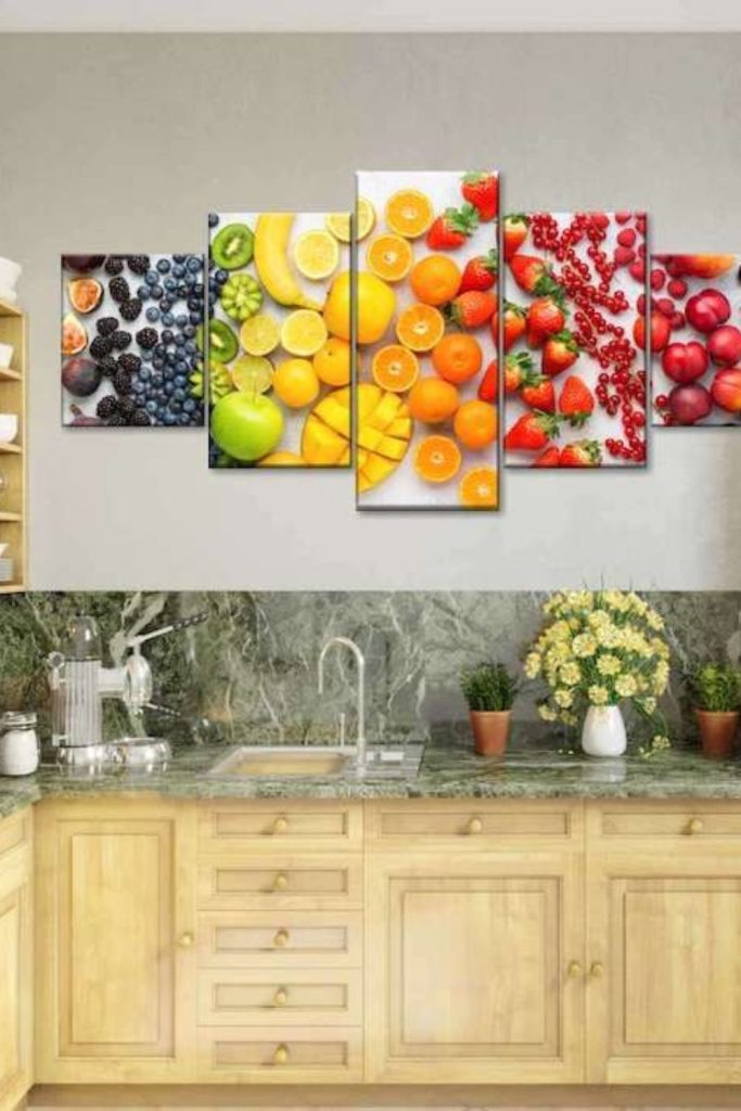 Colorful mosaic of fruits wall art