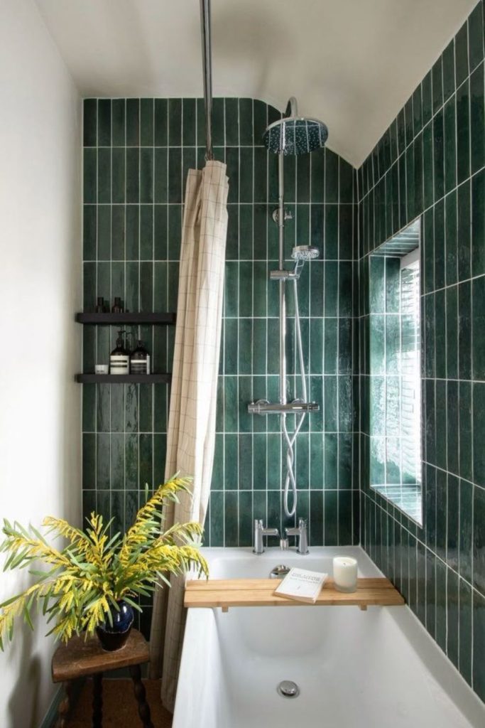 Green veined tile nature bath