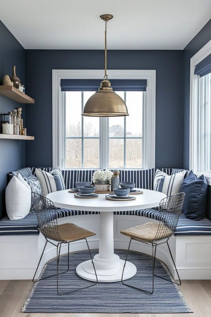 Coastal nautical blue white interior