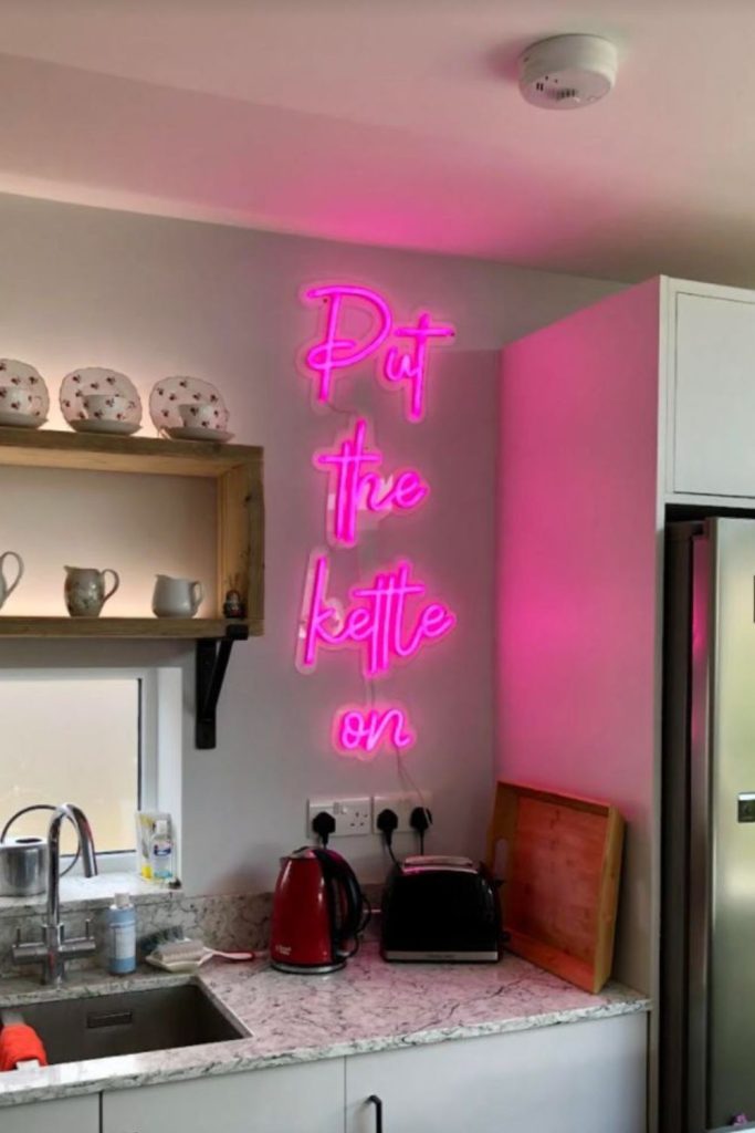 Neon kitchen quote glowing wall sign
