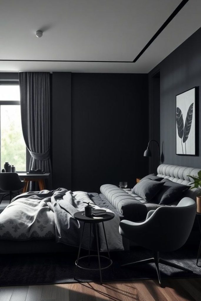 Charcoal ambient luxury bedroom style