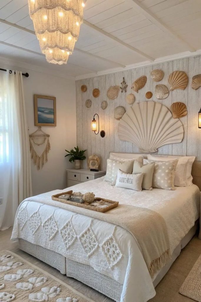 Beach-themed room with seashells