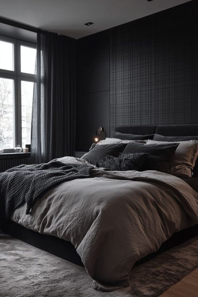Sleek black luxury bedroom design