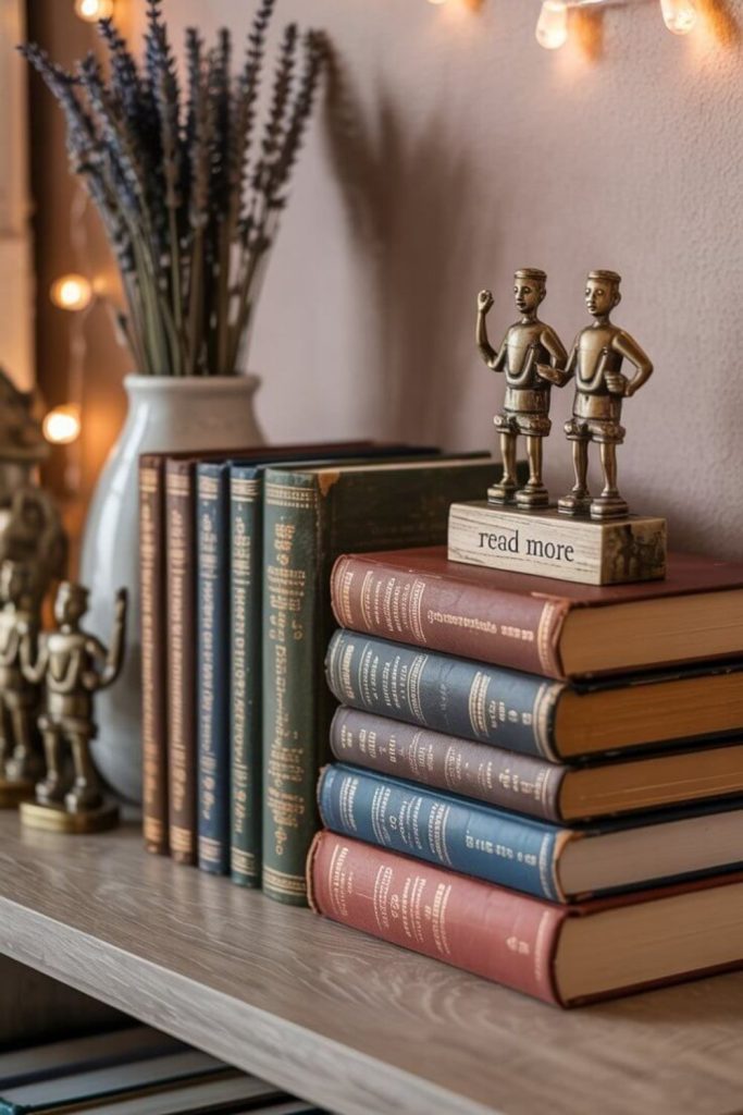 Books displayed outward on shelves.
