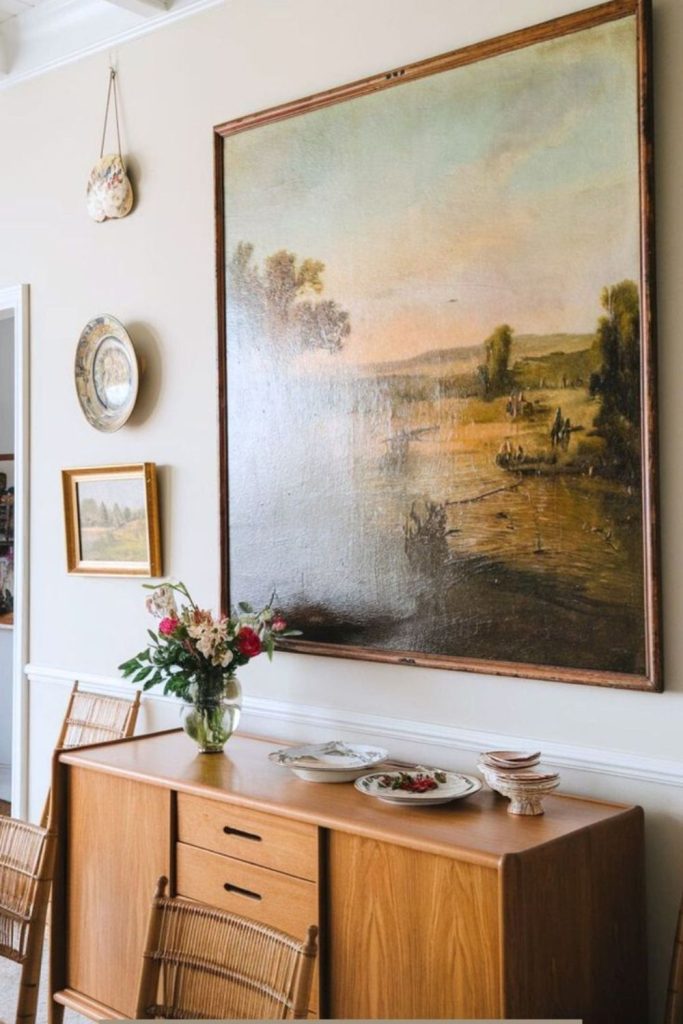 Oversized statement frame focal wall art.