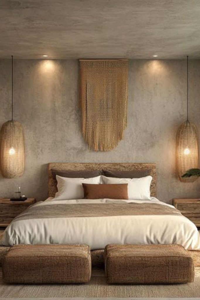 Loft with sky mural and cushions