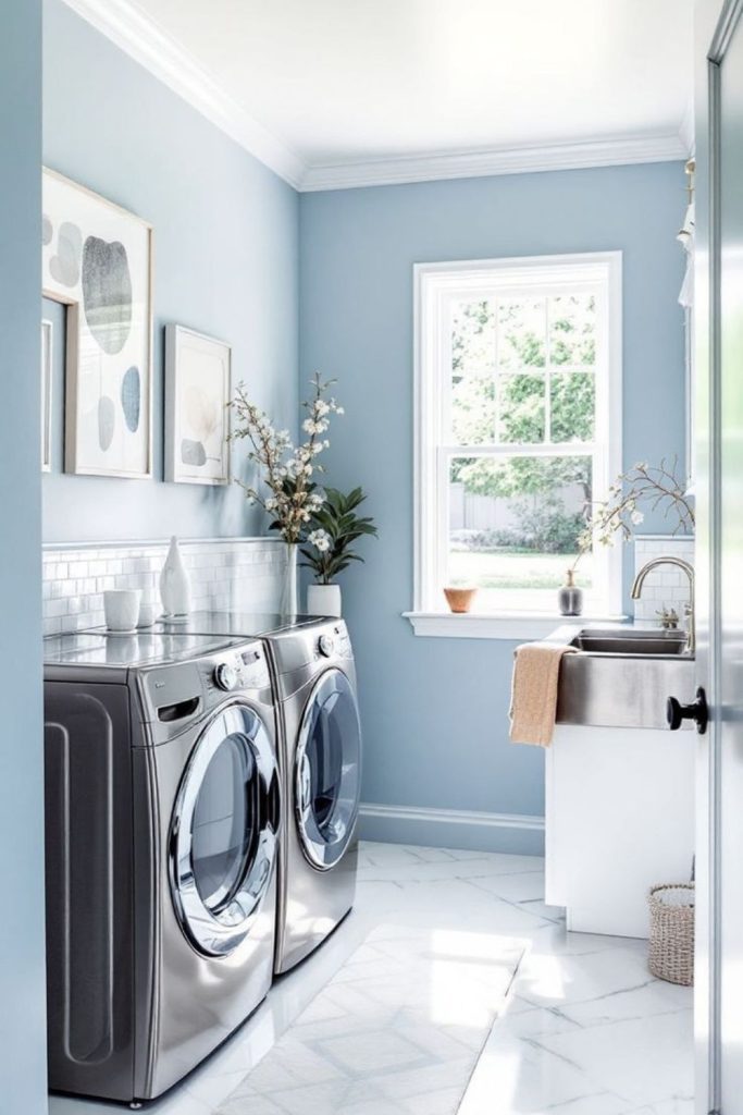 Soft pastel dreamy laundry room