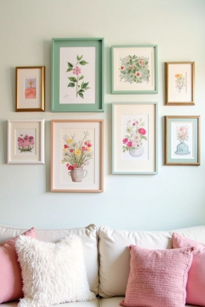 Pastel colored frames soft dreamscape display.