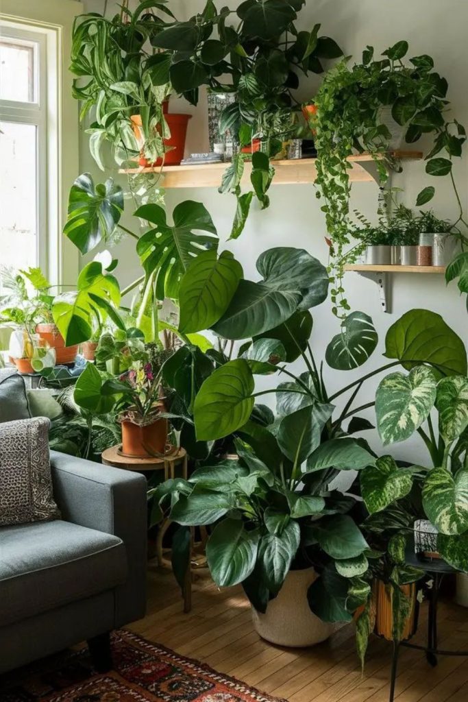 Indoor plants arranged for style