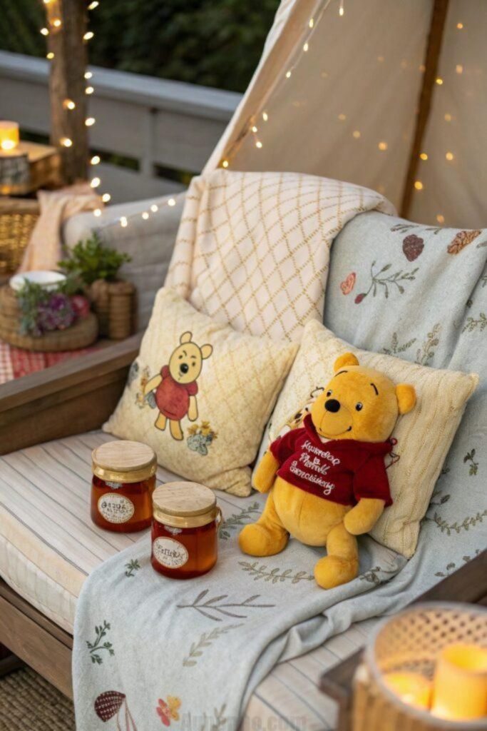 Cozy Pooh lounge area decor.