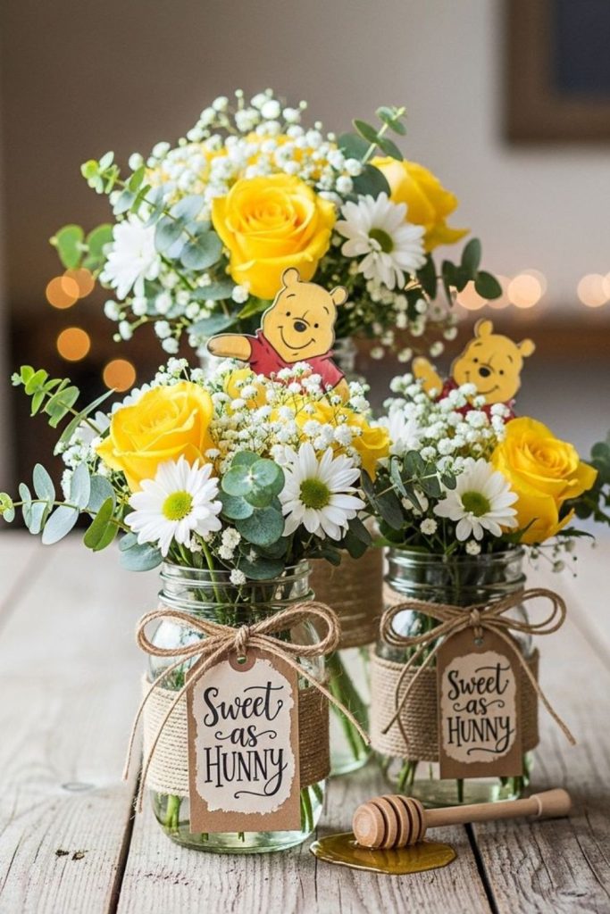 Pooh wishes jar table decor.