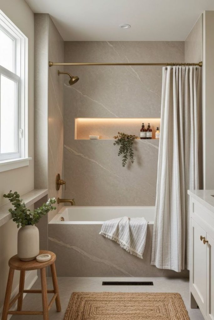 Quartz slab luxury spa bath