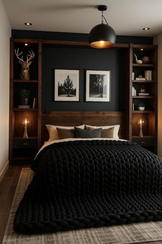 Dark ink elegant bedroom design