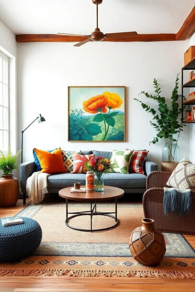 Furniture rearranged creating dynamic room flow.