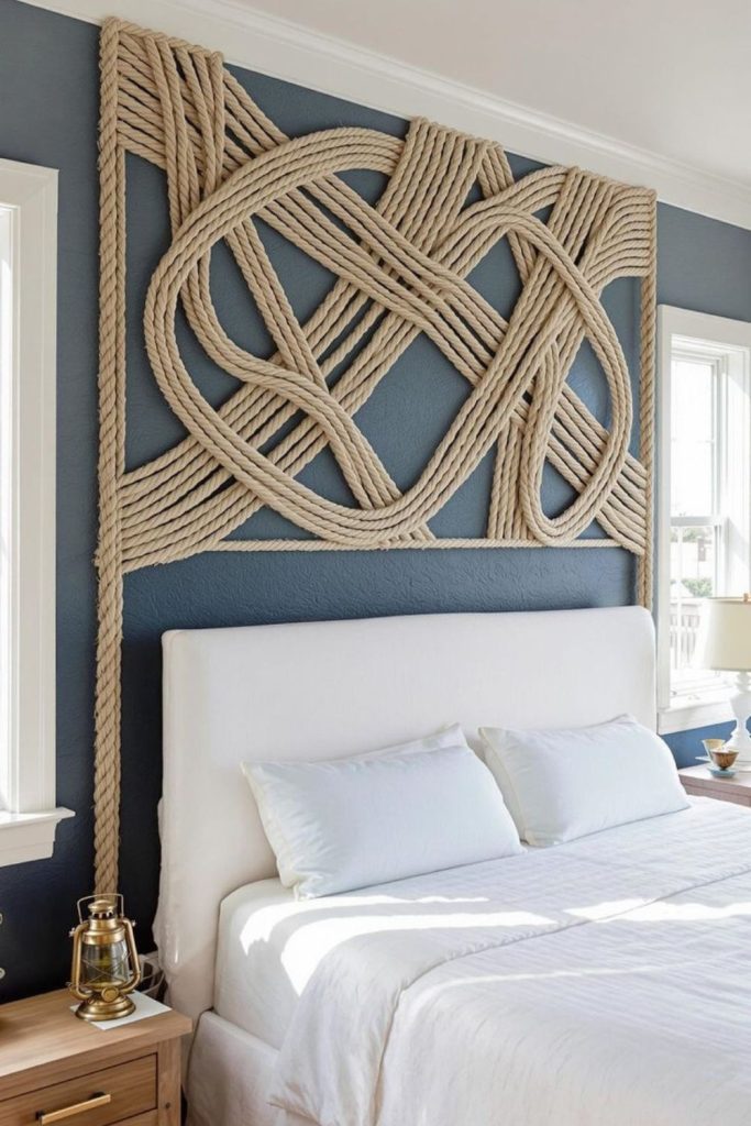 Twisted rope art hanging loosely