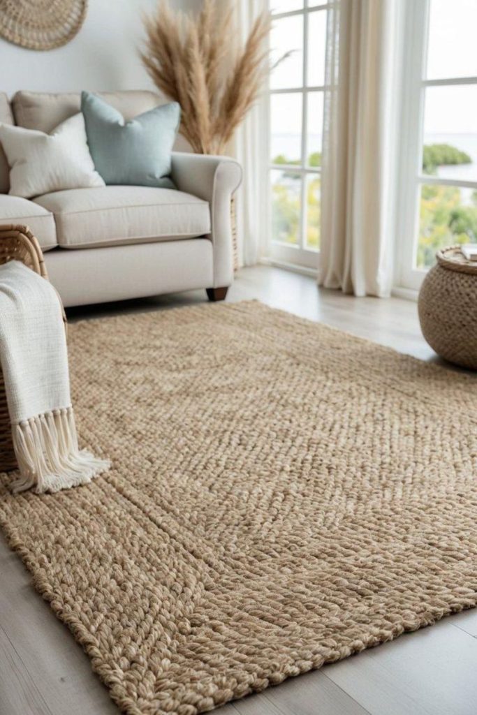 Textured rugs adding warmth and comfort.