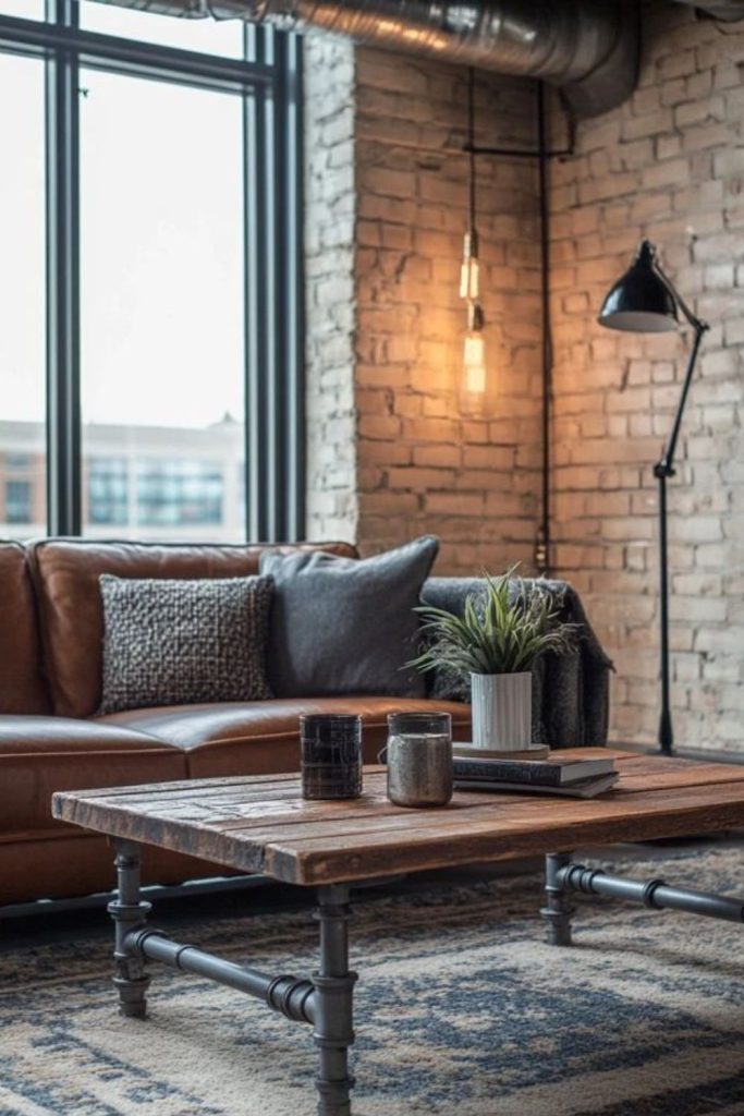 Vintage industrial room with metal accents